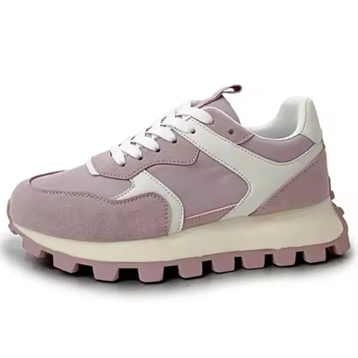 Breathable Lace-up Height Increasing Breathable PU Running Shoes Casual Sneaker for Women Wholesales 523