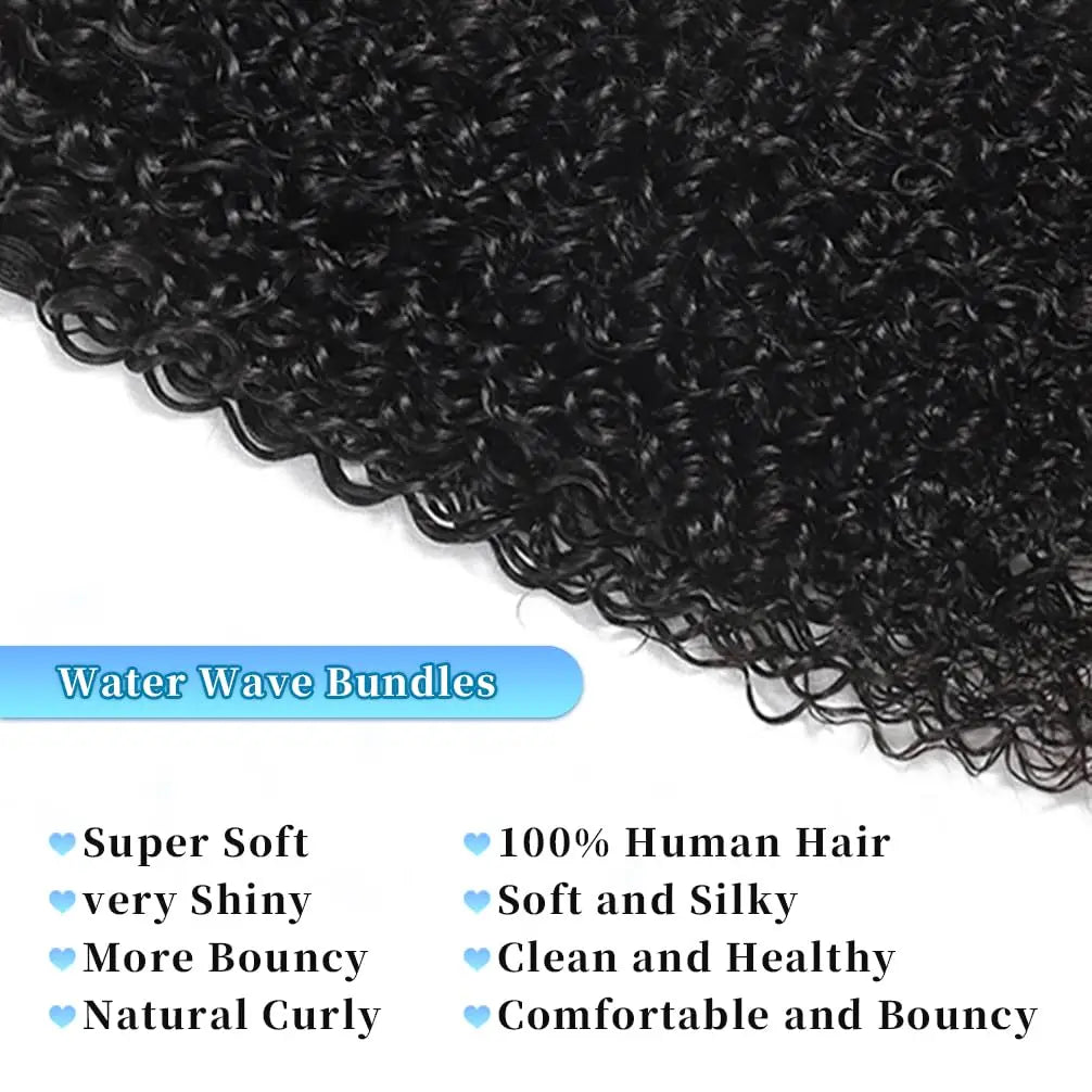 Natural Deep Wave Human Hair Bundles 100% Brazilian Virgin Hair 3 Bundles Curly Hair Extensions Wet and Wavy 3 Bundles Deep Wave