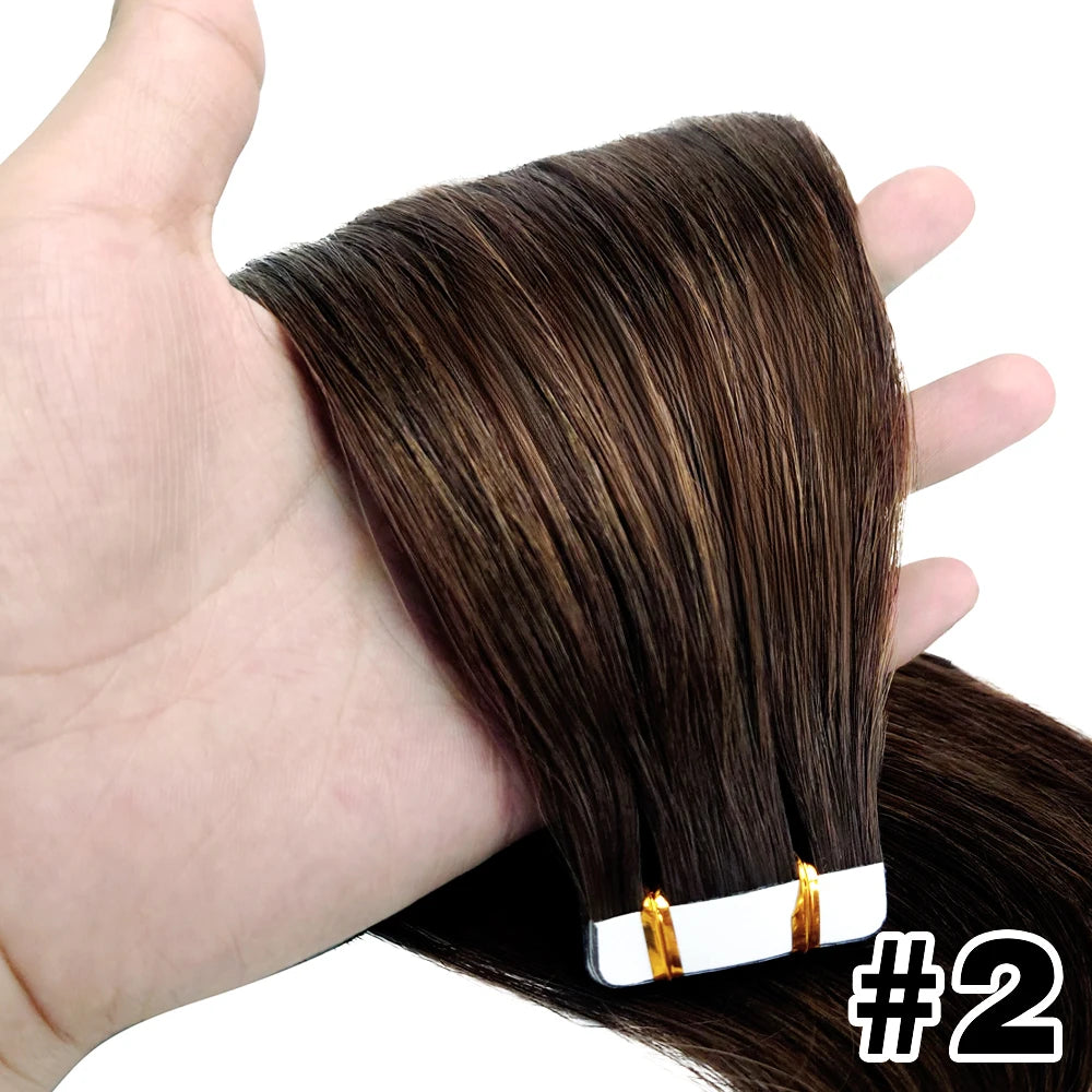 Tape In Hair Extensions Remy 100 Human Hair Straight Seamless Skin Weft Tape Hair Extensions Natural Black Hair For Women