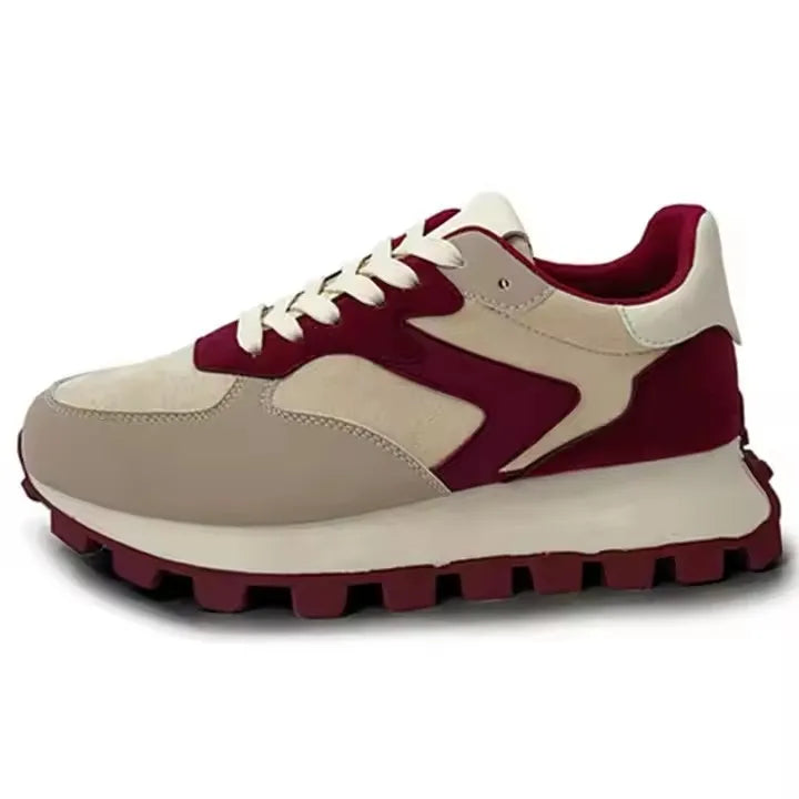 Breathable Lace-up Height Increasing Breathable PU Running Shoes Casual Sneaker for Women Wholesales 523