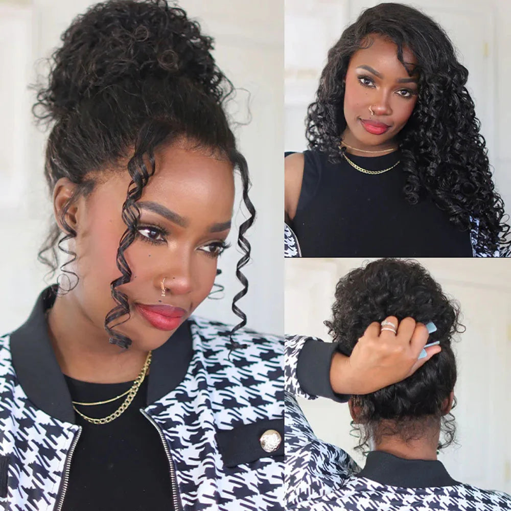 Afro Kinky Curly Glueless Wig Invisible Strap 360 Full HD Lace Frtonal Wig Deep Wave 13x6 13x4 HD Lace Front Human Hair Wigs