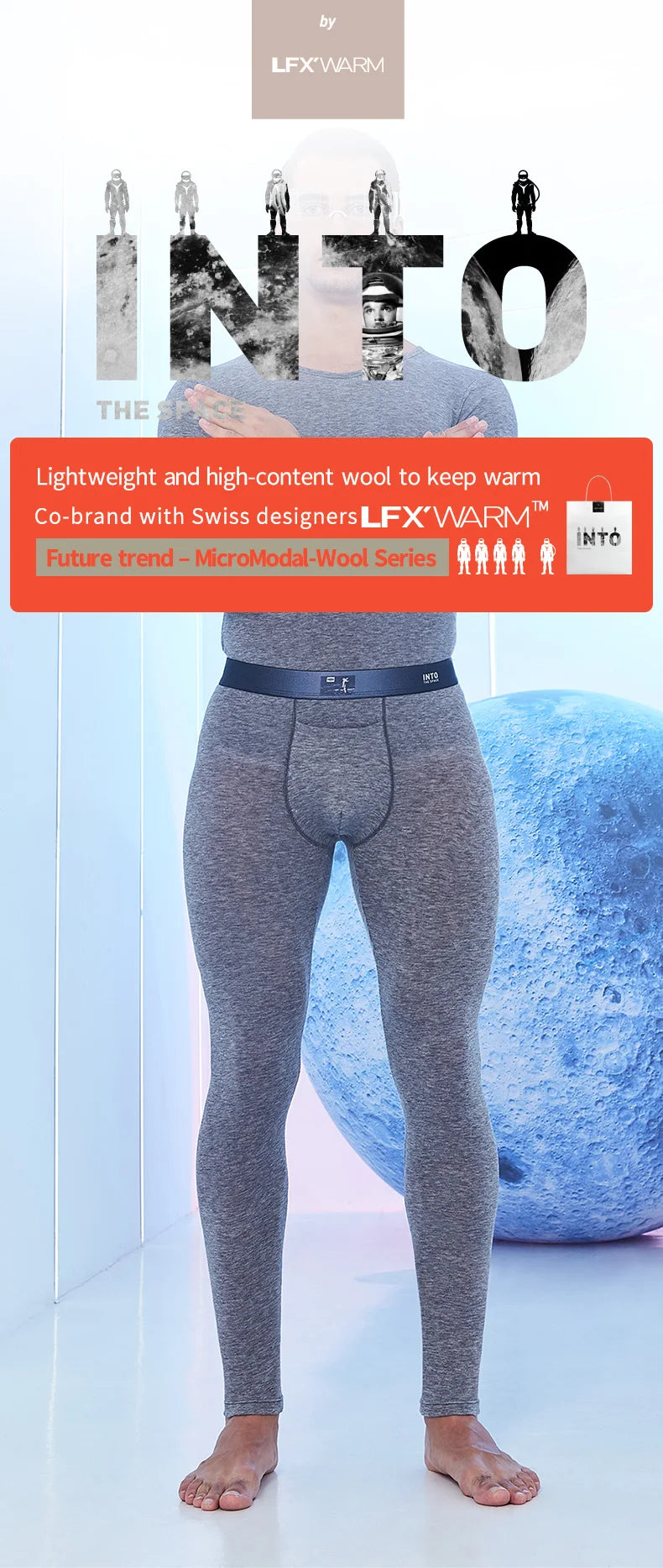 52025 Men's Thermal Leggings – Soft MicroModal with Merino Wool & Silk. Lightweight, Breathable, and Luxuriously comfortable