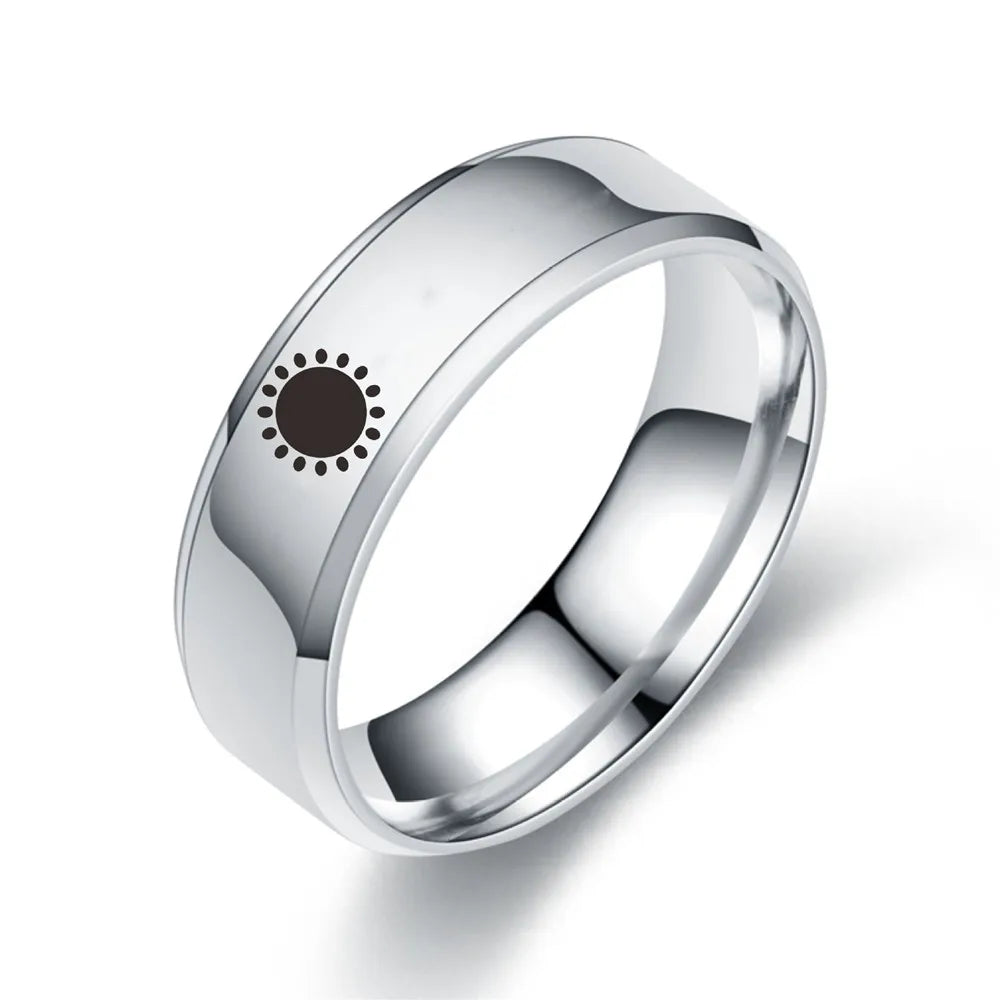 Stainless Steel Star Moon Wedding Band Black Rings For Men Free Shipping Knuckle Ring Fashion Trendy Jewelry Anillos De Hombre