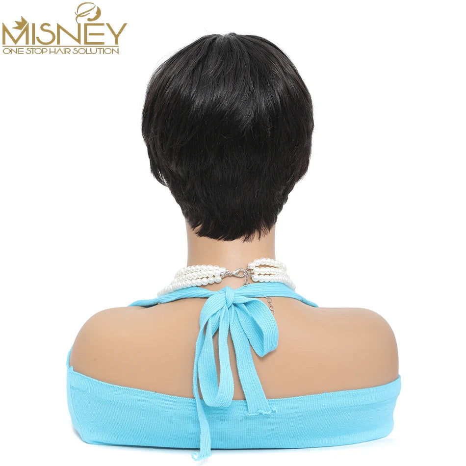 Pixie Cut perruque cheveux humain Full Machine Made Human Hair Pre Plucked Glueless Wig Short Bob Cheap Human Hair Wigs Misney