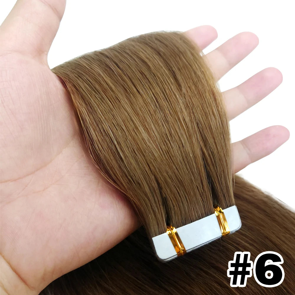 Tape In Hair Extensions Remy 100 Human Hair Straight Seamless Skin Weft Tape Hair Extensions Natural Black Hair For Women