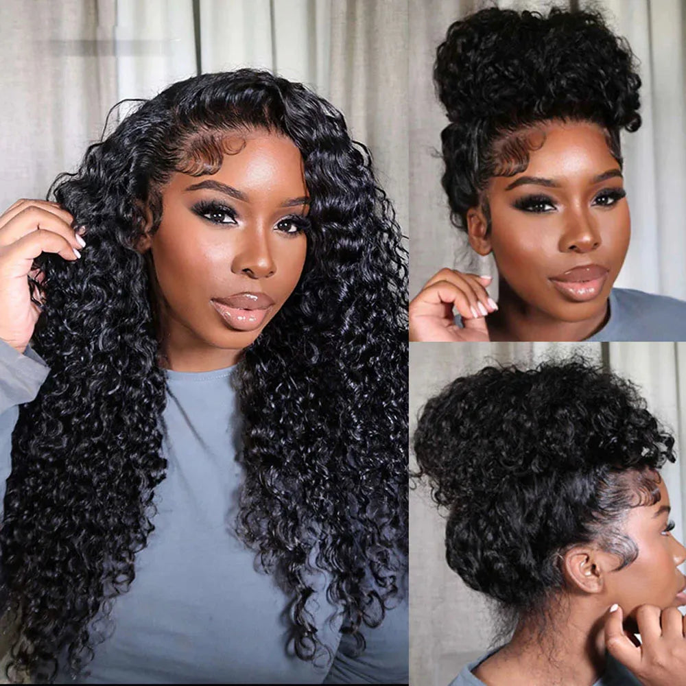 Afro Kinky Curly Glueless Wig Invisible Strap 360 Full HD Lace Frtonal Wig Deep Wave 13x6 13x4 HD Lace Front Human Hair Wigs