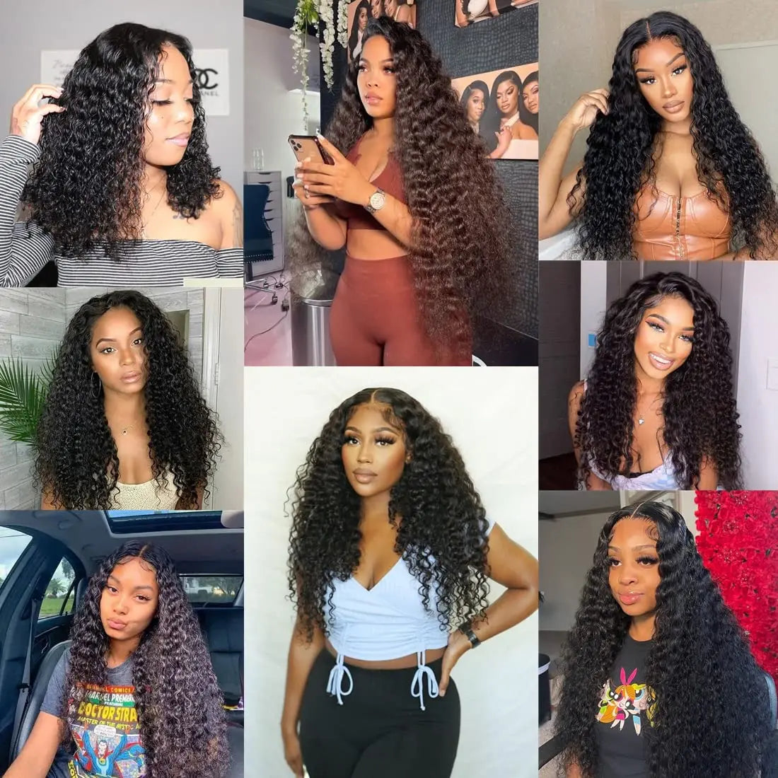 Natural Deep Wave Human Hair Bundles 100% Brazilian Virgin Hair 3 Bundles Curly Hair Extensions Wet and Wavy 3 Bundles Deep Wave