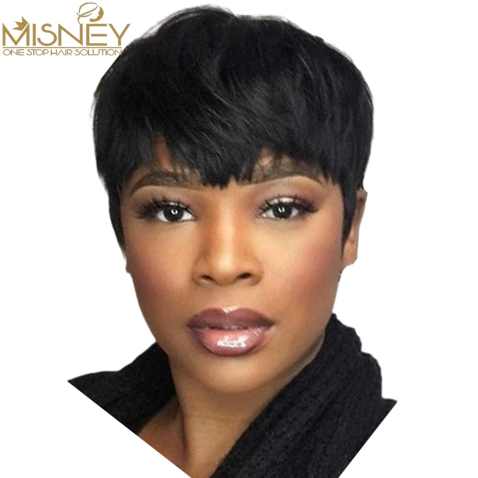 Pixie Cut perruque cheveux humain Full Machine Made Human Hair Pre Plucked Glueless Wig Short Bob Cheap Human Hair Wigs Misney