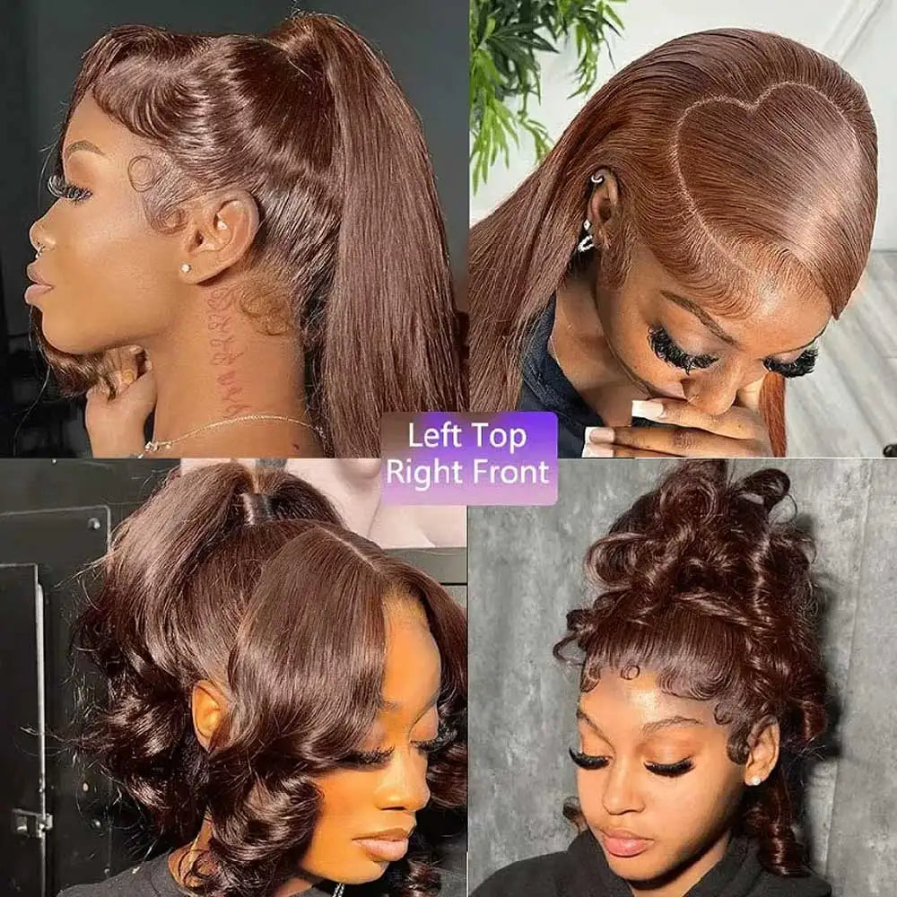 Invisi Strap 360 Full HD Lace Wig 250 Density Glueless Human Hair Wig Chocolate Brown Lace Front Wig Body Wave Frontal Wig