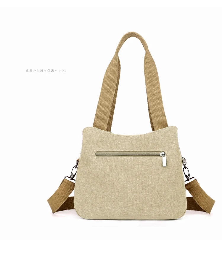 Retro Canvas Shoulder Bag Multifunctional Large Capacity Casual Crossbody Bag for Women