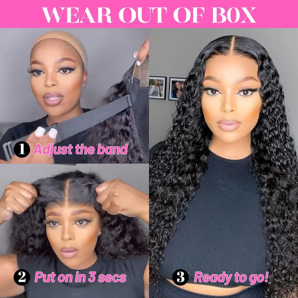 Deep Wave 13x6 HD Glueless Wear And Go Wigs 100% Human Hair For Women 250% Water Wave Curly Lace Front human hair Wig On Sale