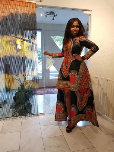 African Dresses for Women Dashiki Kente Style Print Dress Cotton Wax Print Sexy Maxi Long Dress for Ladies Africa Clothes WY1268