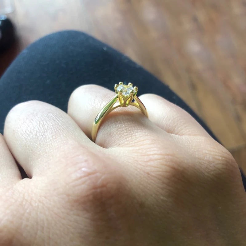 Classic Wedding Rings For Women Forever Simple Six Claws Zirconia Fashion Solitaire Engagement Marriage Gift Ring Jewelry KCR033
