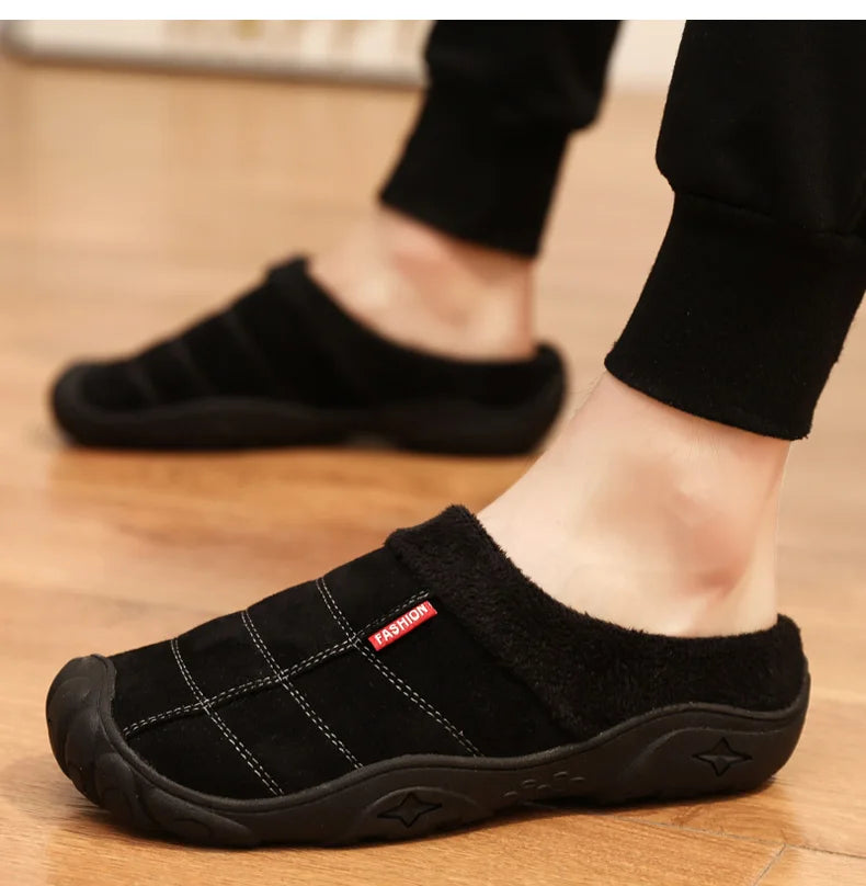 Winter Men Plus Size Leisure Indoor Plush Slippers Home Cotton Shoes Warm House Shoes Room Unisex Pantofole Peluche Invernali 48
