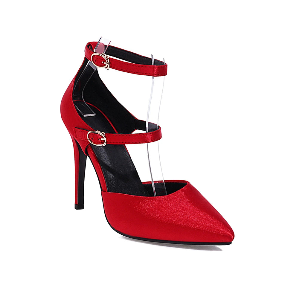 2026 Sexy Classic High Heels Women Sandals Summer Shoes Ladies Pumps Heels Woman Buckle Ankle Strap Shoes Green Black size 34-43