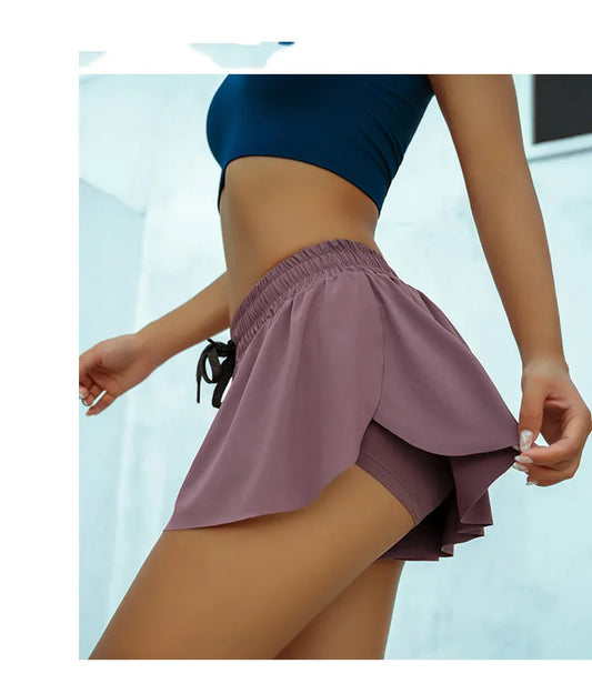 Womens Sexy Sports Shorts Tennis Skirt Girls Gym Short Dance Skirt Shorts 2025 Solid Color Pantskirt Anti-emptied Short Pants