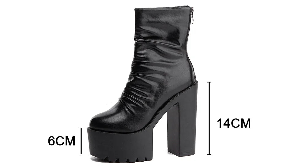 Platform Gothic Ankle Boots | Women's High Heel Short Boots