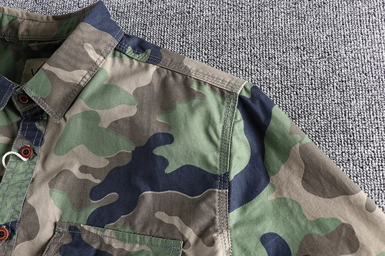 [24hour Fast Shipping] Men Camouflage Cargo Shirts High Quality Durable Outdoor Hiking Sport Daily American Style Casual Camicia