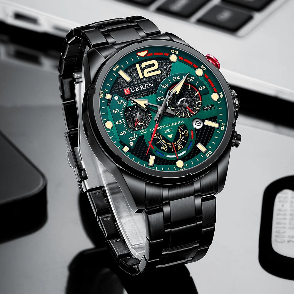 CURREN Luxury Brand Sport Wristwatches for Man Luminous Quartz Watches Casual Chronograph Stainless Steel Male Clock