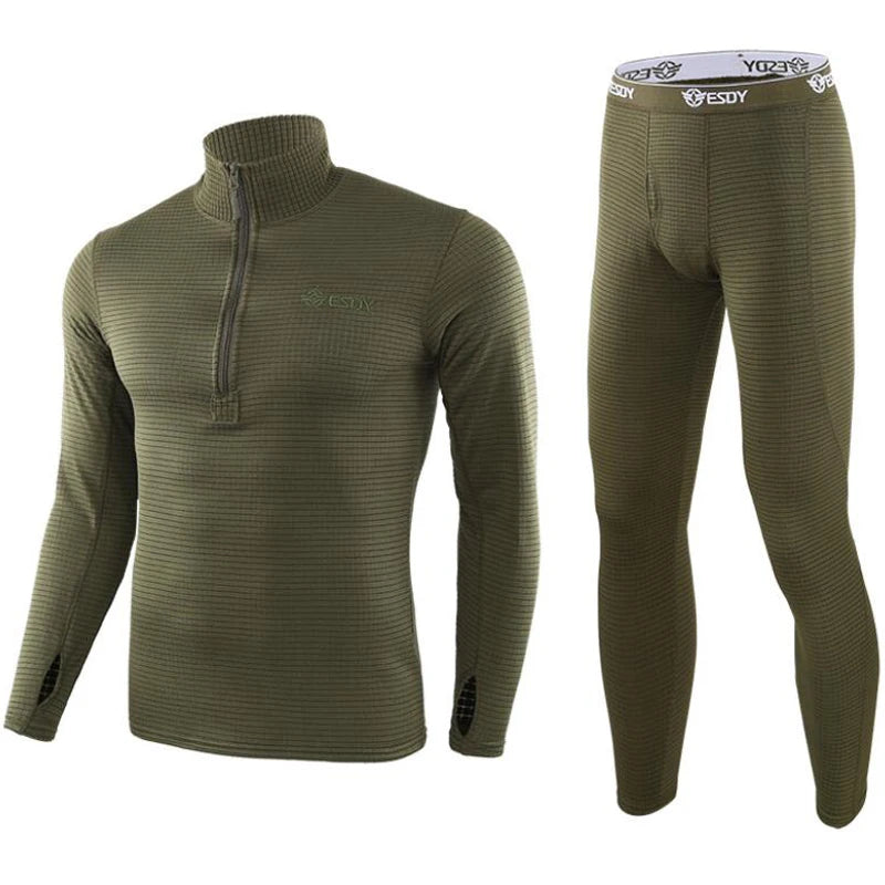 ESDY Fleece Thermal Underwear Men Autumn Winter Warm Long Johns Fitness Sports Compression Breathable Leggins Thermo Tracksuit