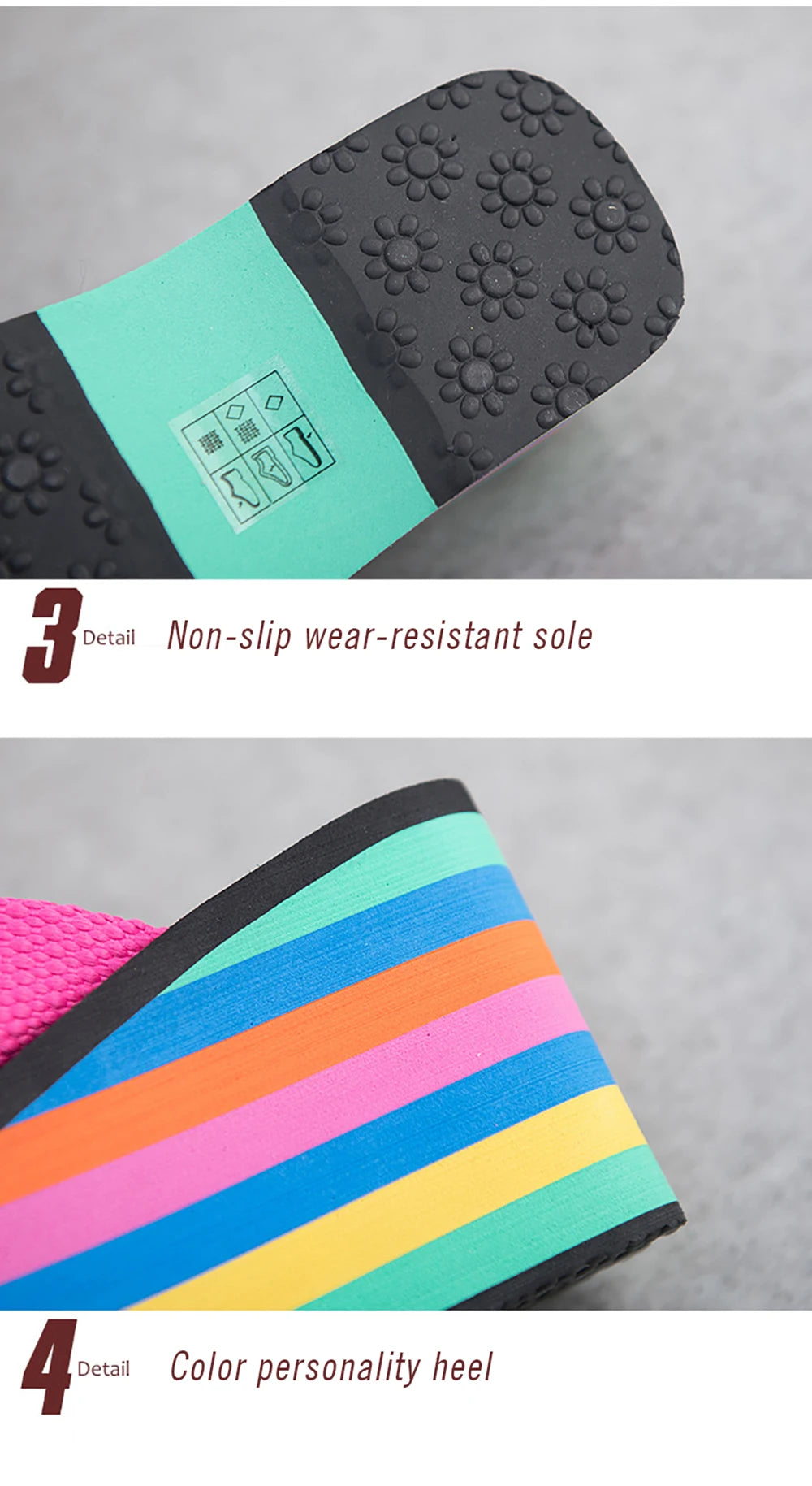 Women Flip Flops Beach Shoes Wedge Sandals Super High 10CM Heels Casual Peep Toe Platform Slippers Rainbow Summer Woman Slippers