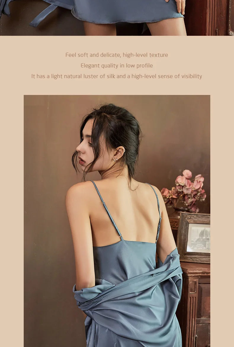 Nightgowns Women Soft V-neck Satin Sleeveless Sleepshirts Summer Sexy Sleepwear Lingerie Korean Style Fashion Nightdress Female