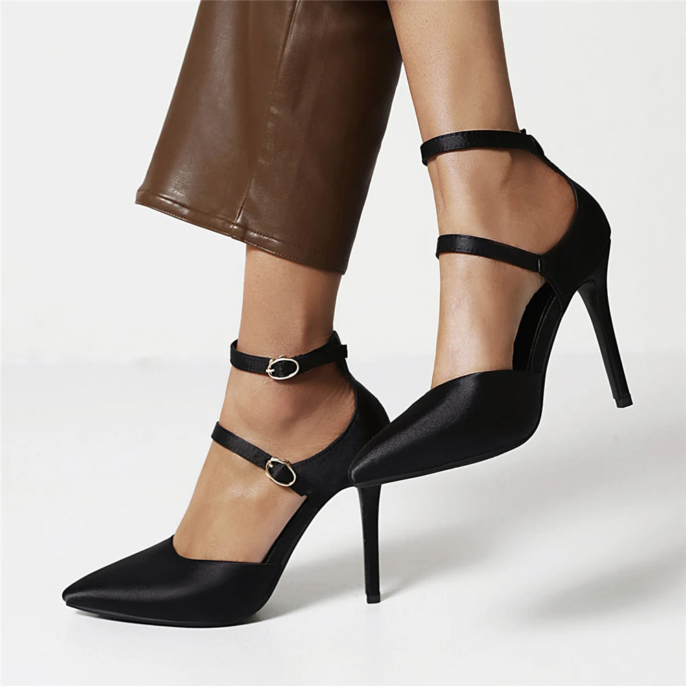 2026 Sexy Classic High Heels Women Sandals Summer Shoes Ladies Pumps Heels Woman Buckle Ankle Strap Shoes Green Black size 34-43