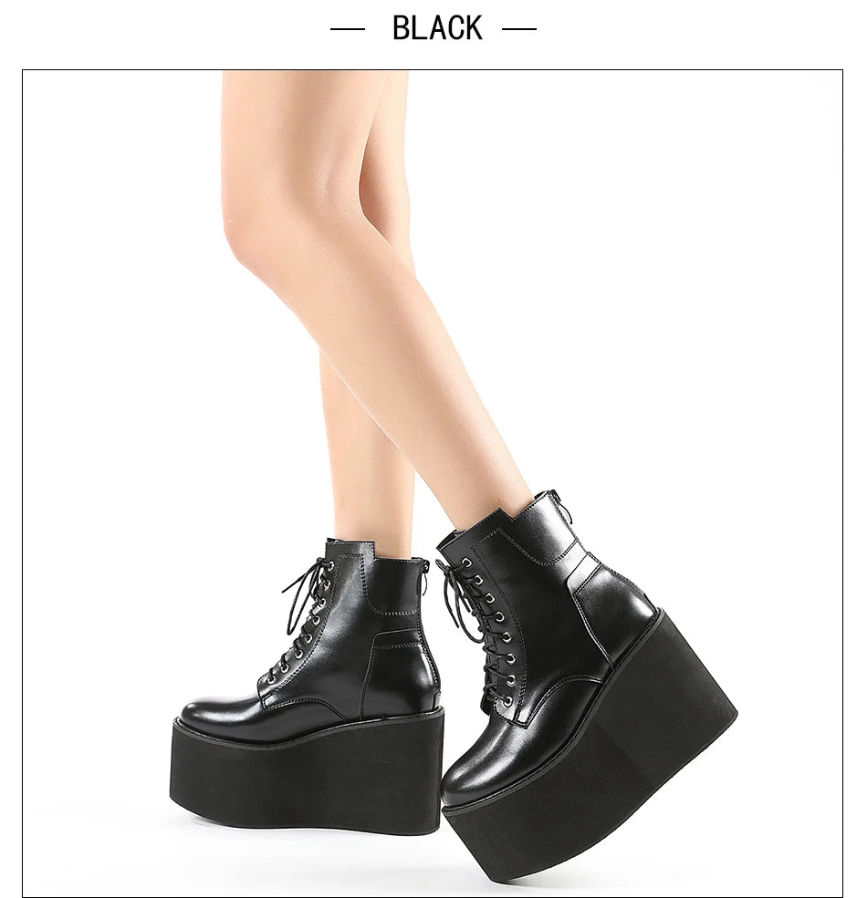 Gdgydh Big Size 43 Platform High Heels Cosplay Fashionable Autumn Ankle Boots Platform Women Wedges Heel  Model Catwalk Shoes