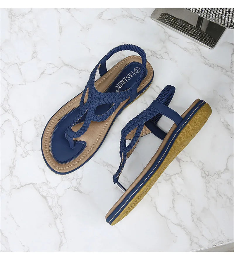 BEYARNE Women Sandals Flip Flops Summer Flat Shoes Woman Bohemian Sandals Ladies Vacation Beach Sandales Femme