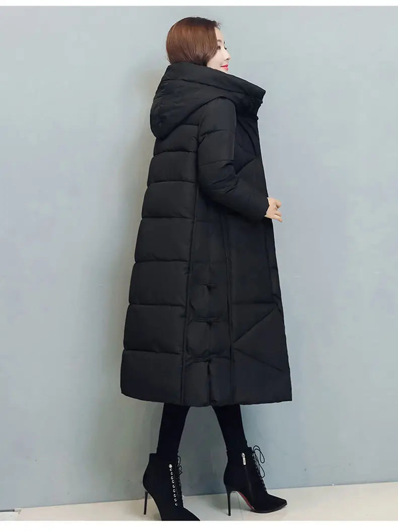 Winter Long Coat Women's 2025 Fashion New Thicken Cotton padded Warm Snow Outerwear Loose Female Windproof Hooded Jacket Parkas