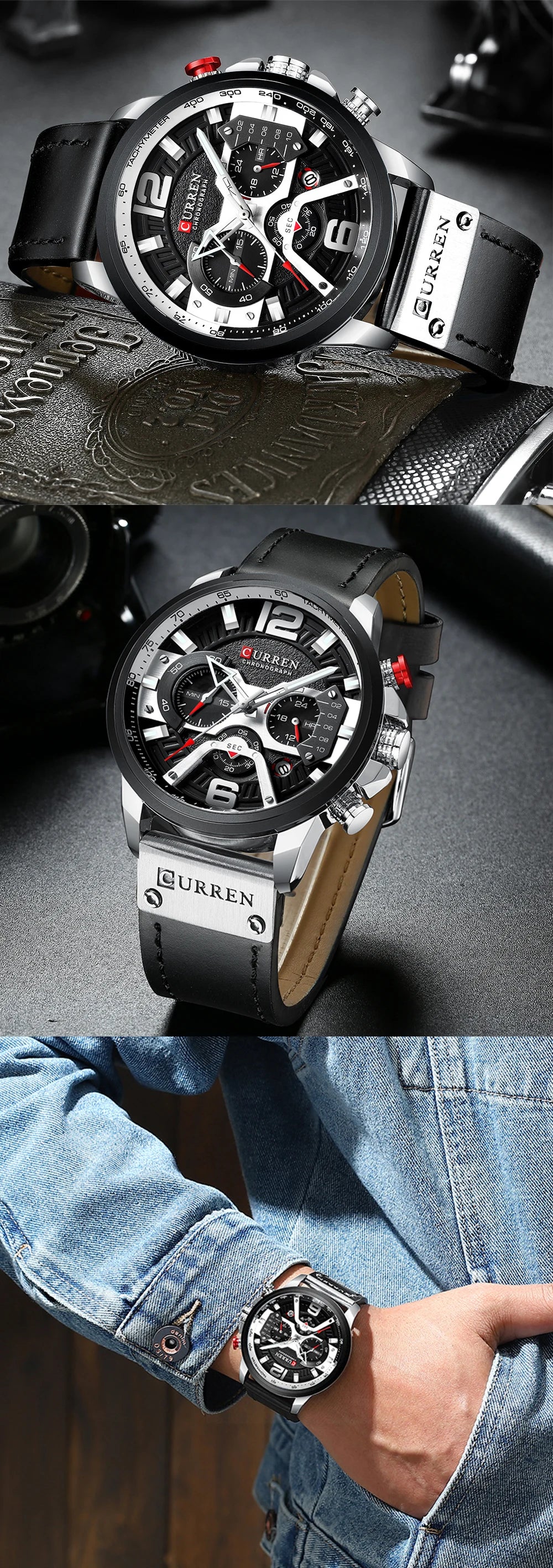 CURREN New Men's Casual Sports Chronograph Blue Top Brand Luxury Military Leather Watch Calendar Clock Relogio Masculino