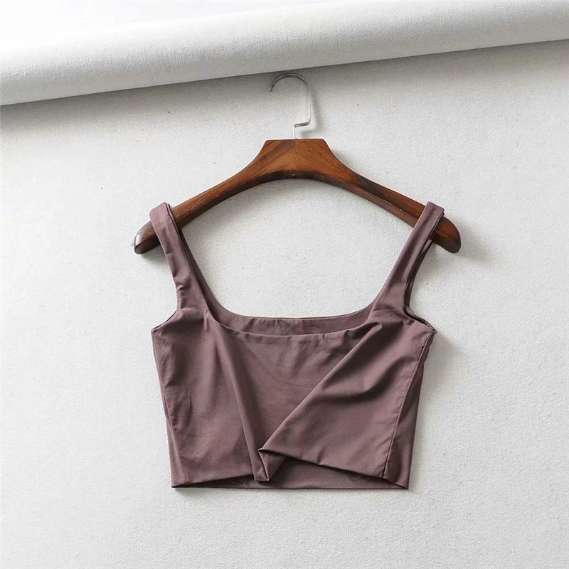 Hot Sale 2025 Summer Women Sexy Sleeveless Tops Fashion Short Square Collar Tank Tops 4 Colors