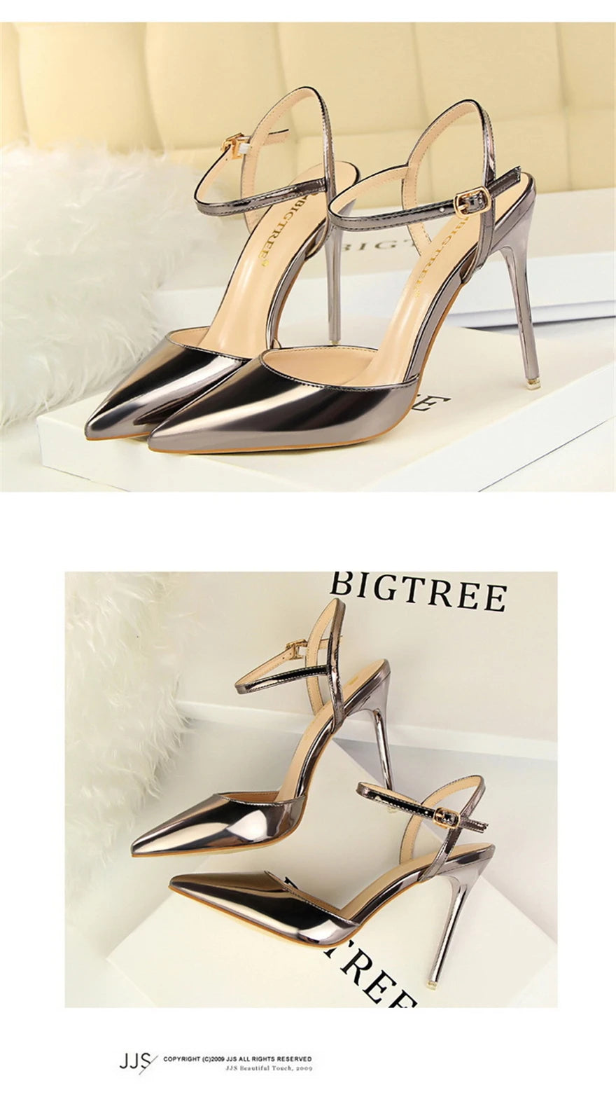 11 Colors Fashion Patent Leather Shallow Women Sandals 2025 Summer Pointy Toe Ankle Buckle High Heels Female Wedding Shoes Party