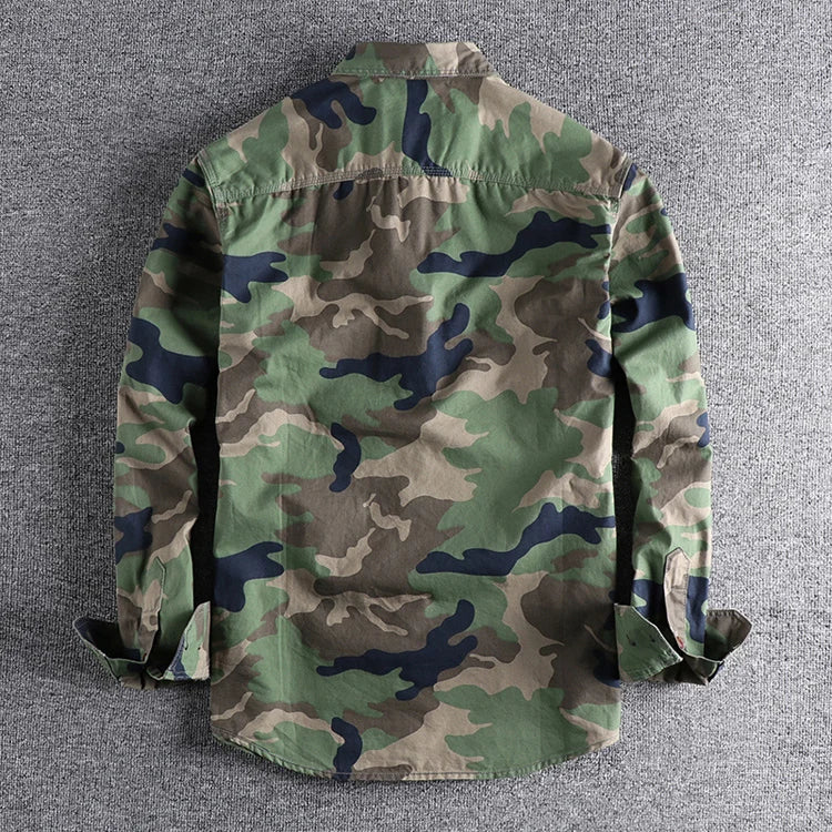 [24hour Fast Shipping] Men Camouflage Cargo Shirts High Quality Durable Outdoor Hiking Sport Daily American Style Casual Camicia