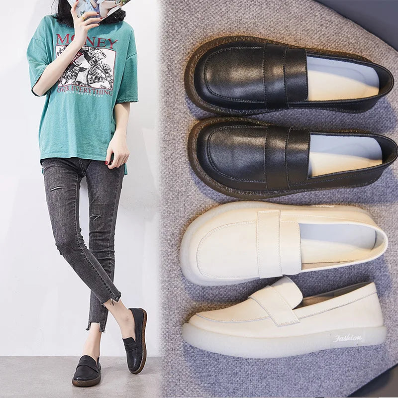 GKTINOO Shoes Women Spring 2026 New White Thick-Soled Ladies Sneakers Genuine Leather Casual Trend Girl Shoes Students Loafers
