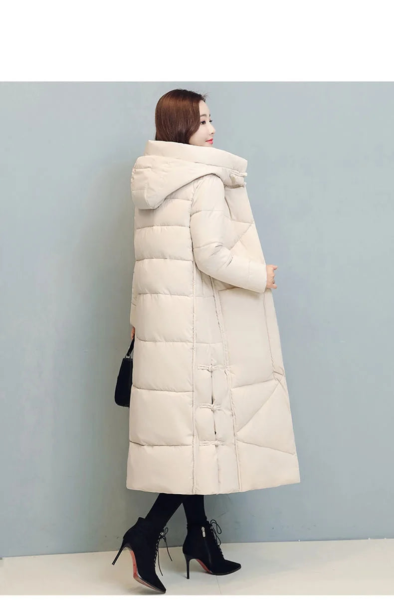 Winter Long Coat Women's 2025 Fashion New Thicken Cotton padded Warm Snow Outerwear Loose Female Windproof Hooded Jacket Parkas