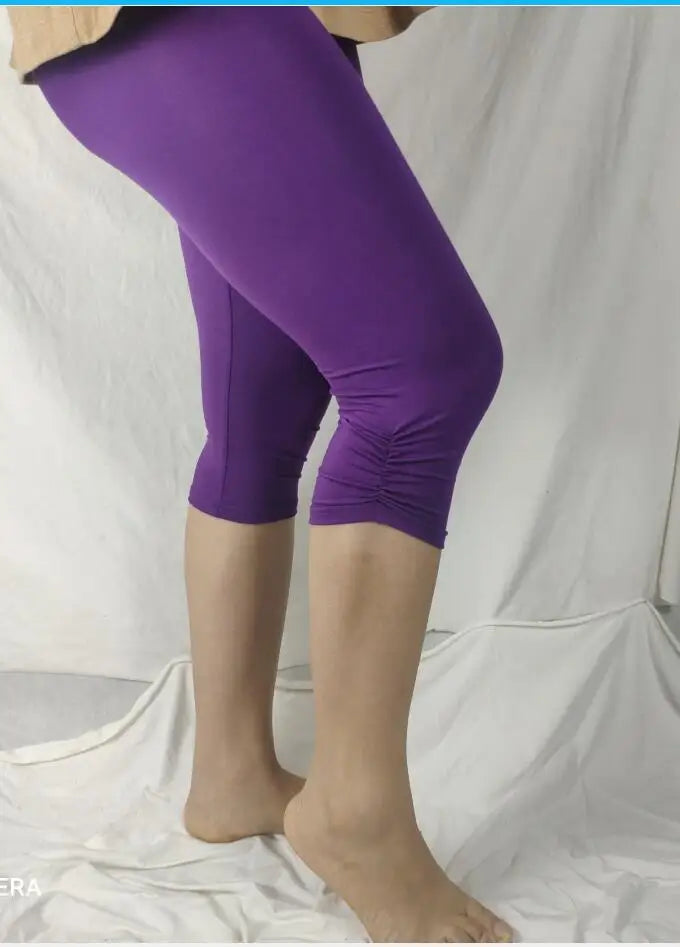 Leggings XS-7XL Summer Legings Women 3/4 Short Legging Pants Thin Women Large Size Stretch Grey Black White Pink 6XL 5XL 4XL 3XL