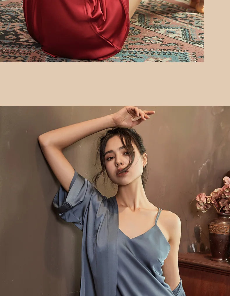 Nightgowns Women Soft V-neck Satin Sleeveless Sleepshirts Summer Sexy Sleepwear Lingerie Korean Style Fashion Nightdress Female