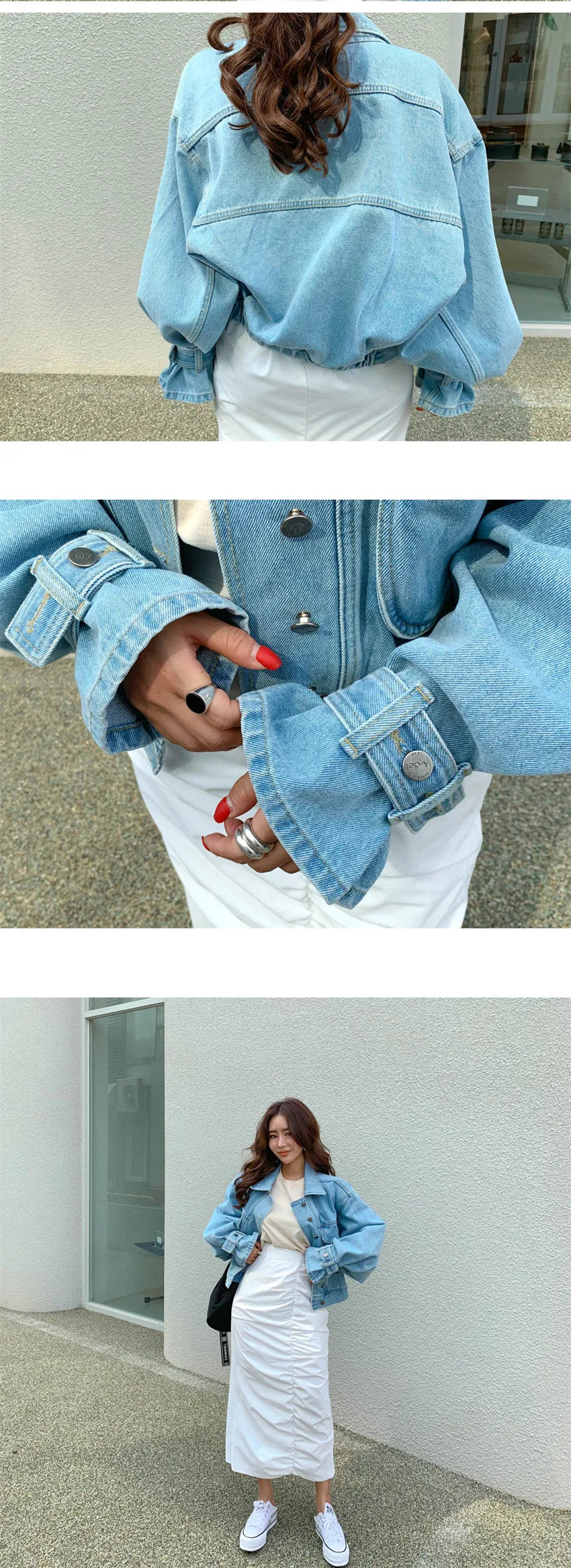 Autumn Denim Jacket Women Chic Casual Boyfriend Style Office Lady Loose Fit Coat