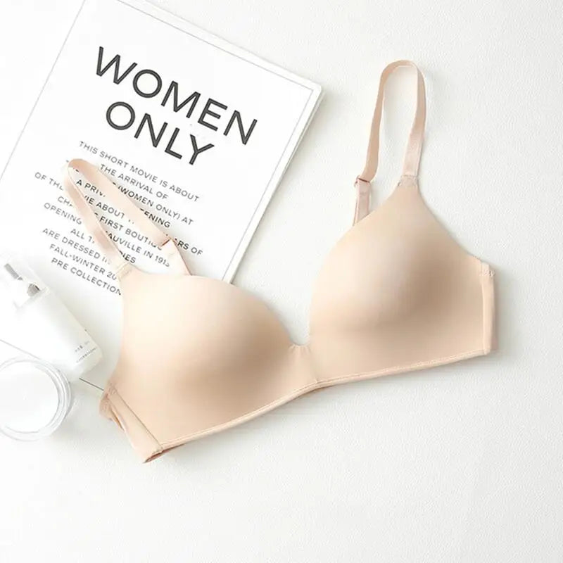Thin Triangular Cup Bra Adjustable Shoulder Strap Gather Brassiere Wireless Anti-glare Bralette Seamless Sleeping Women Lingerie
