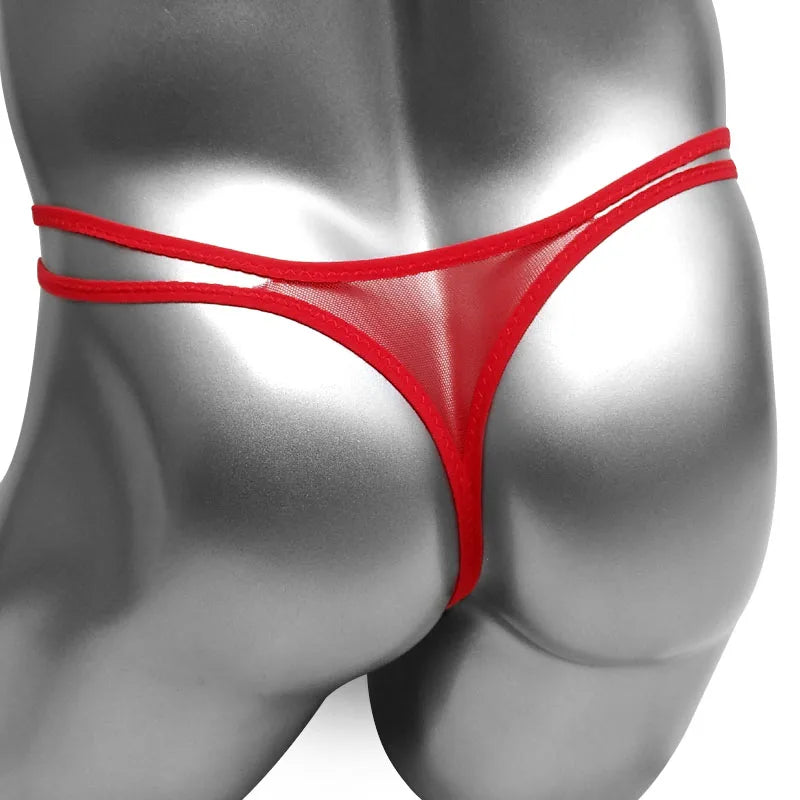 Hot Men Lingerie G-String Bikini Underwear with Penis Holes Gay Male Thong Cute Lace Sissy Panties Underpants