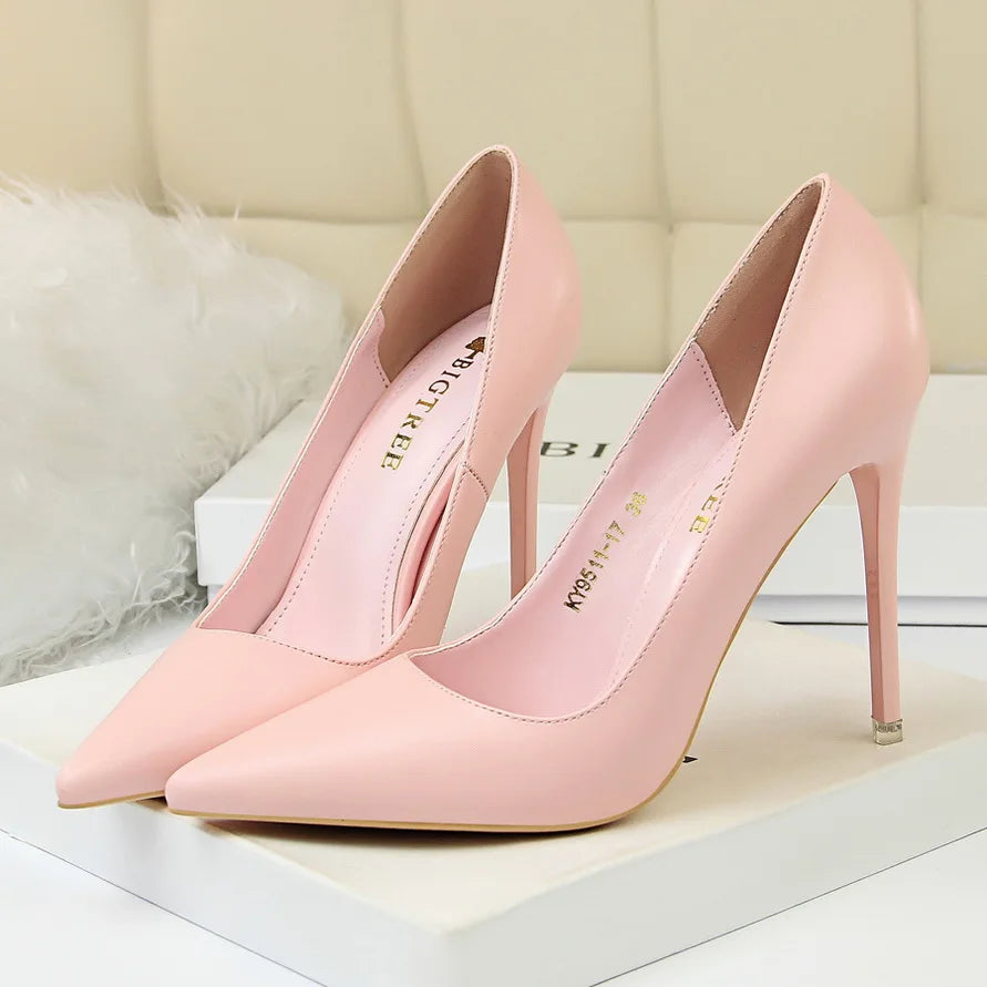 2023 Women 7.5cm 10.5cm High Heels Pumps Lady Wedding Bridal Scarpins Stripper Low Heels Plus Size Fetish Party Blue Pink Shoes
