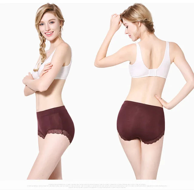 Women's Cotton Underwear Sexy Lace Panties Plus Size Fashion Solid Color  Briefs High Waist Seamless Underpants Female Lingerie