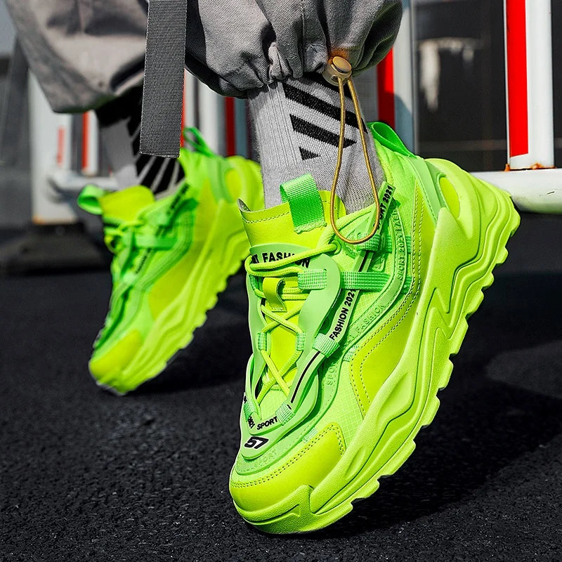 Fashion Men & Women Casual Platform White Breathable Mesh Anti-Slip Sneakers Running Shoes Autumn Winter Trend