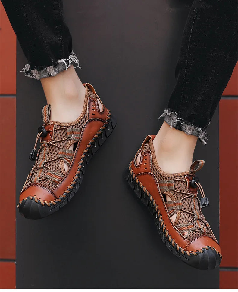 Hot Sale Summer Men's Sandals Outdoor Non-slip Men's Beach Sandals Handmade Genuine Leather Men's Shoes Fashion Men Sneakers
