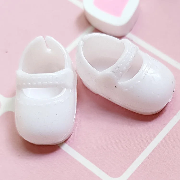 New 1/8 Doll Accessories 2.5CM Doll Shoes Fashionable and Cute Bow Pattern Flat Shoes for 16cm Doll Body PVC Shoes