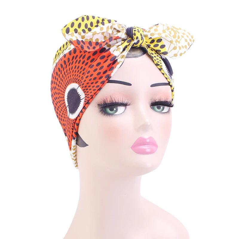 African Print Stretch Bandana Head Wrap Long Scarf Satin Floral Ankara Dashiki Women Party Turban Headwear Cap Hair Accessories
