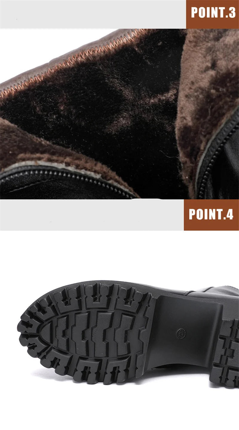 BEYARNE Small Size 32 -43 Block Heel Platform Shoes Fall Winter  OL Elegant High Heels Ankle Boots Women Warm Plush Boot