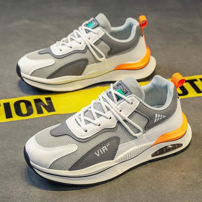 New Breathable Mesh Surface Sports Shoes Leisure Men's Trend All Match Thick Sole Men's Running  Shoes