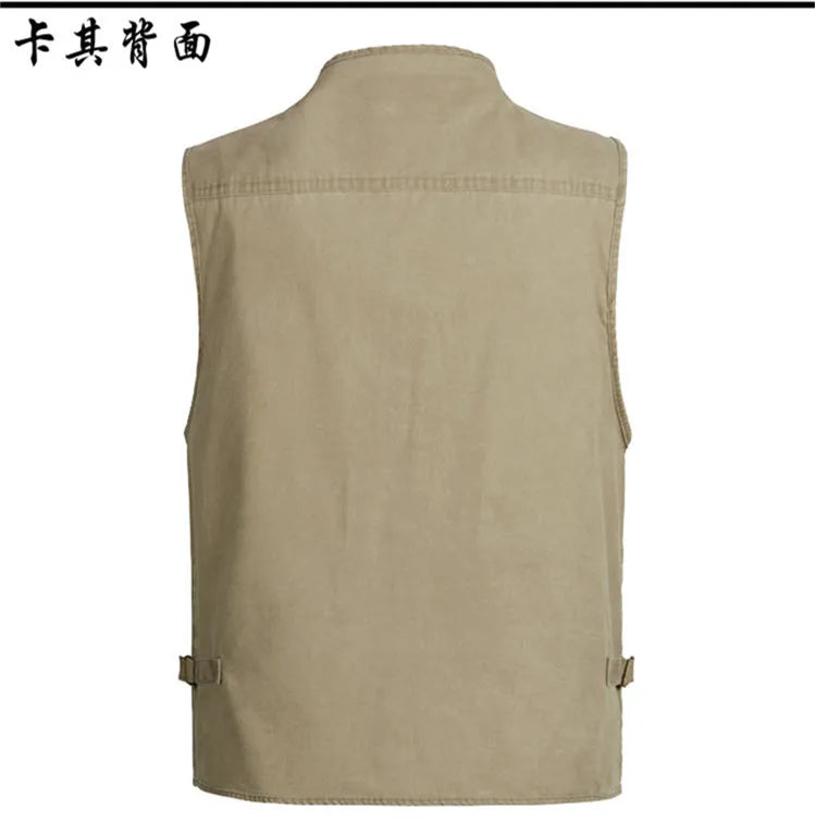 Plus Size 6XL 7XL Male Casual Summer Cotton Denim Vest Men's Sleeveless Jacket Multi Pocket Photograph Waistcoat Chaleco Hombre